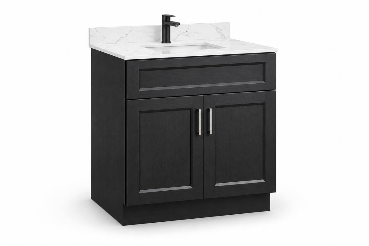 30" Two-Door Solid Wood Vanity with Top