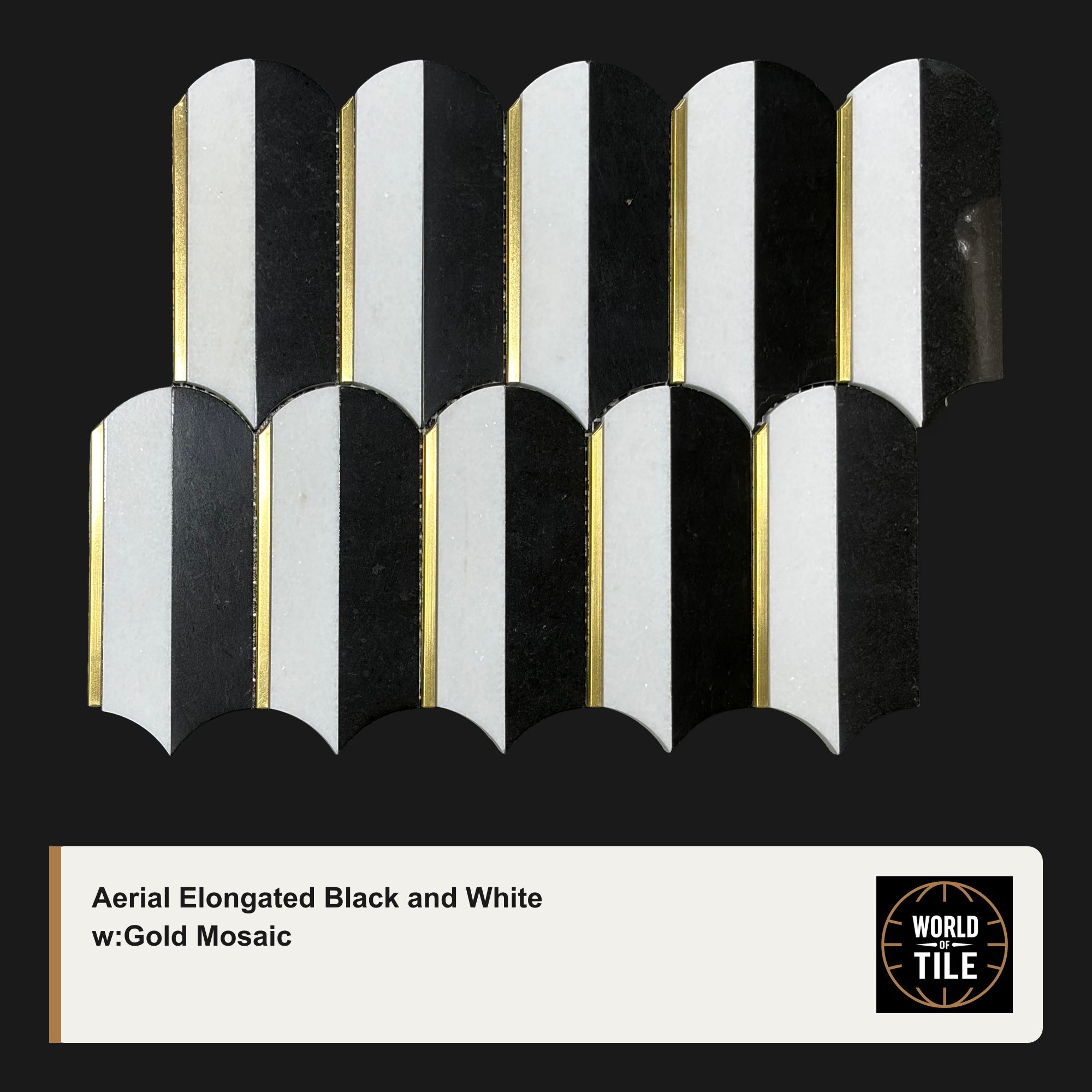 Aerial Elongated Black & White w/Gold Mosaic