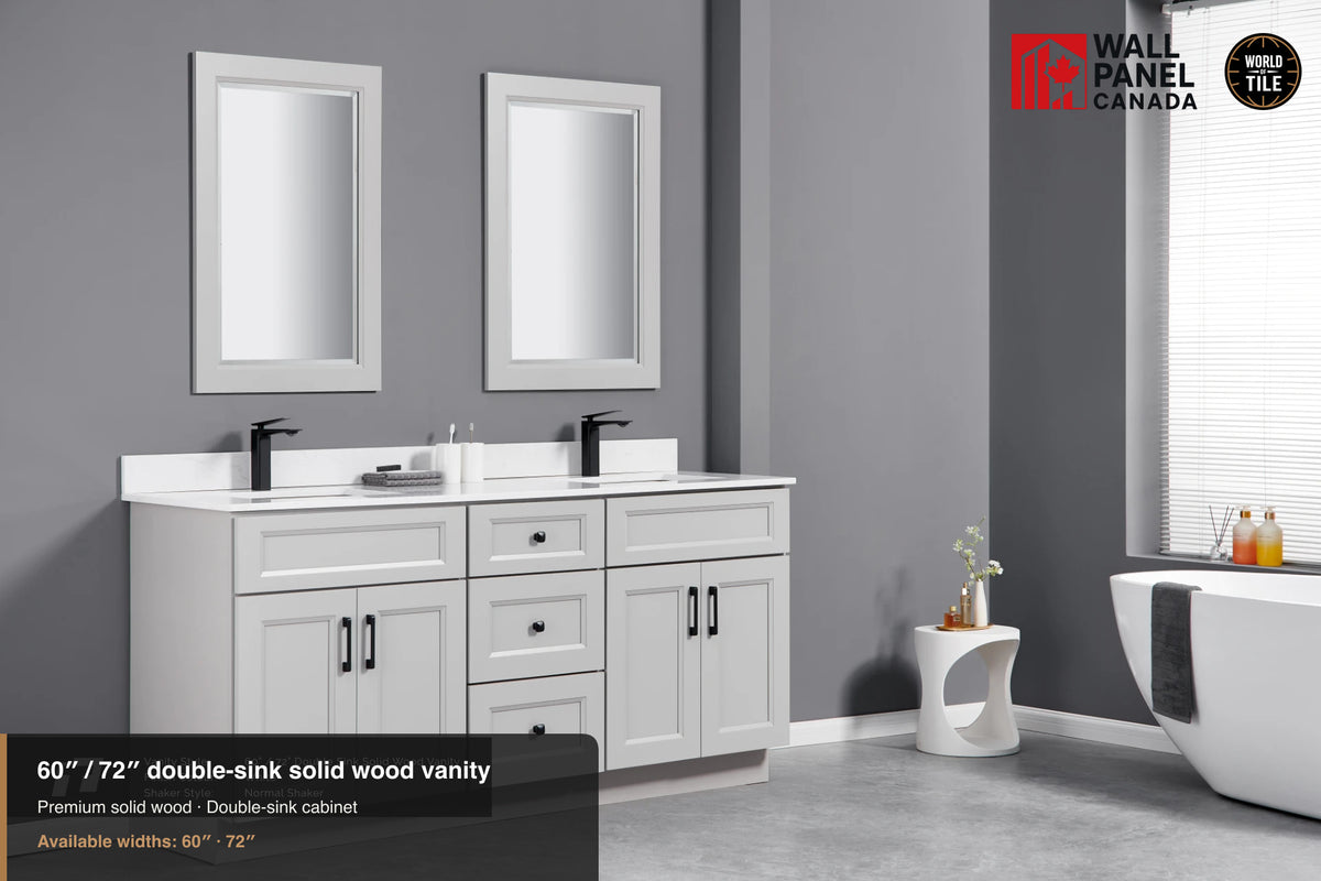 60" Double-Sink Solid Wood Vanity with Top