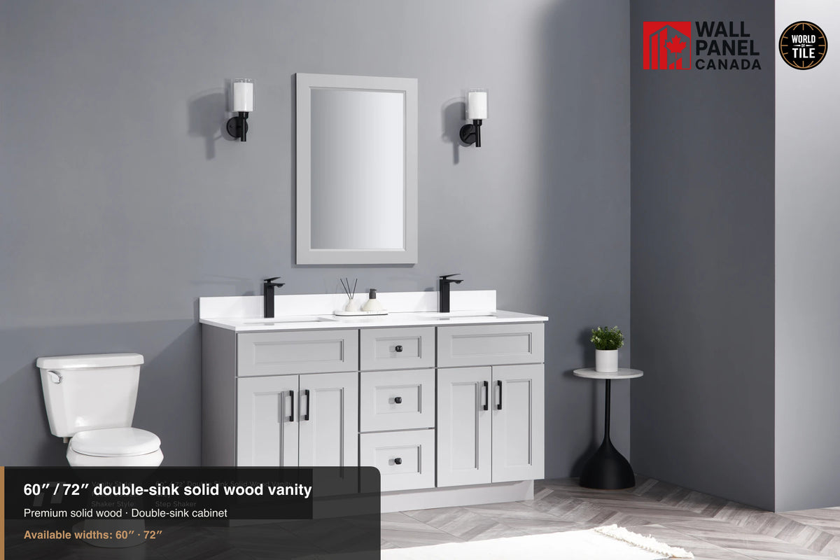 60" Double-Sink Solid Wood Vanity with Top