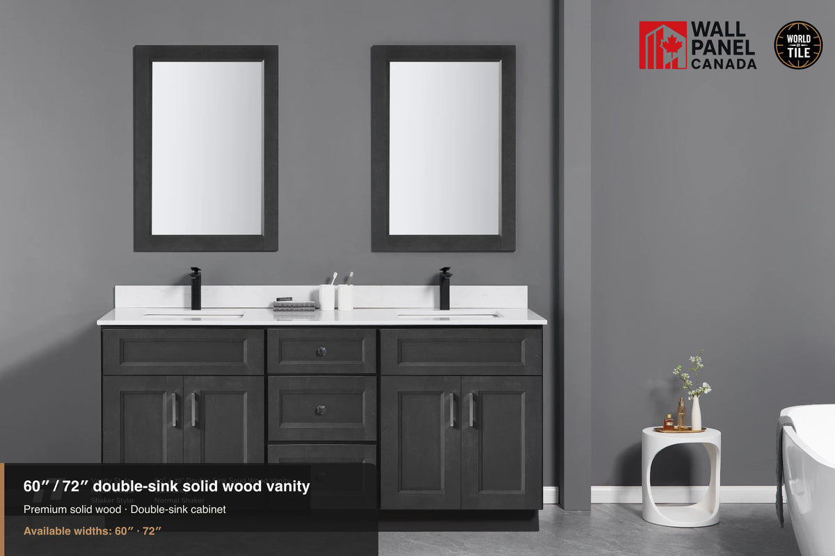 60" Double-Sink Solid Wood Vanity with Top