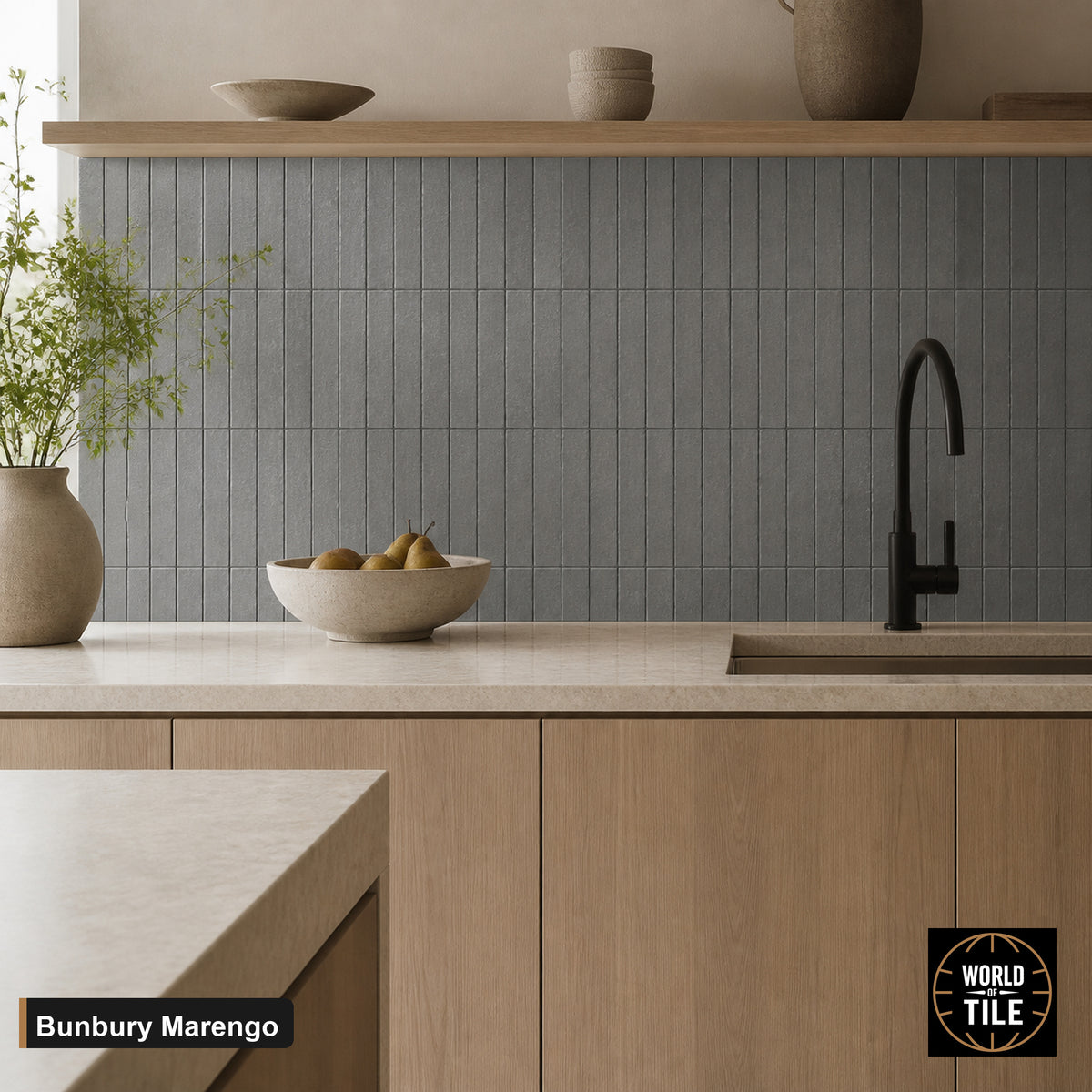 Bunbury Marengo subway tile installed as a kitchen backsplash
