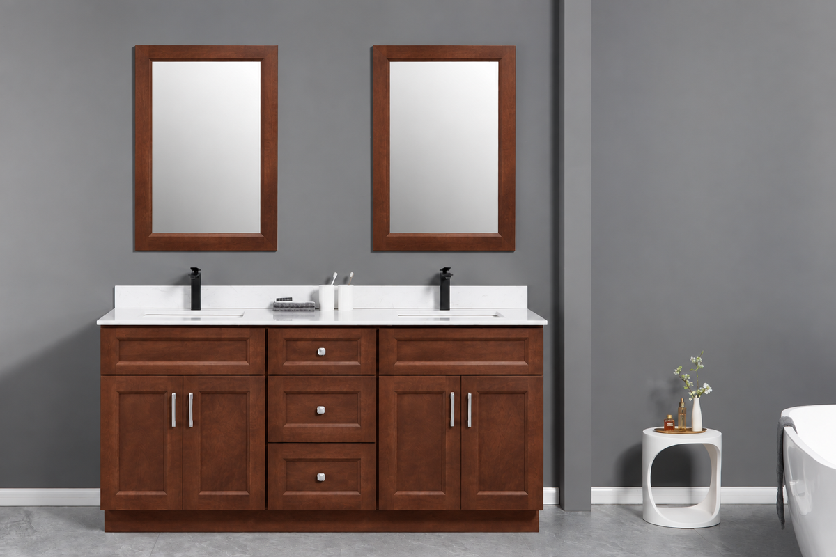60" Double-Sink Solid Wood Vanity with Top