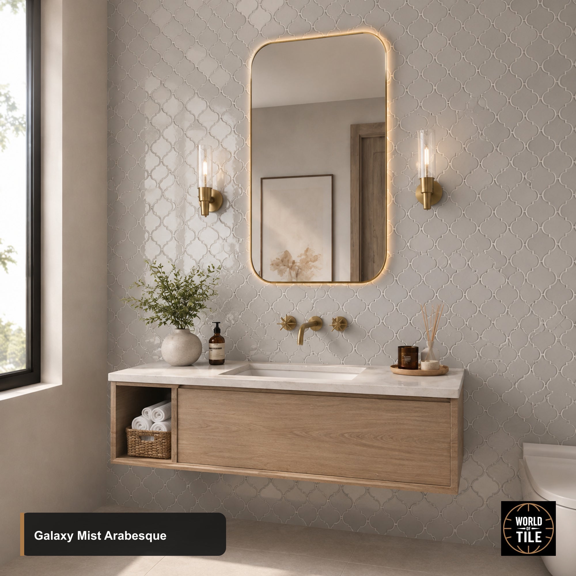 Galaxy Mist Arabesque 4" Glass Mosaic