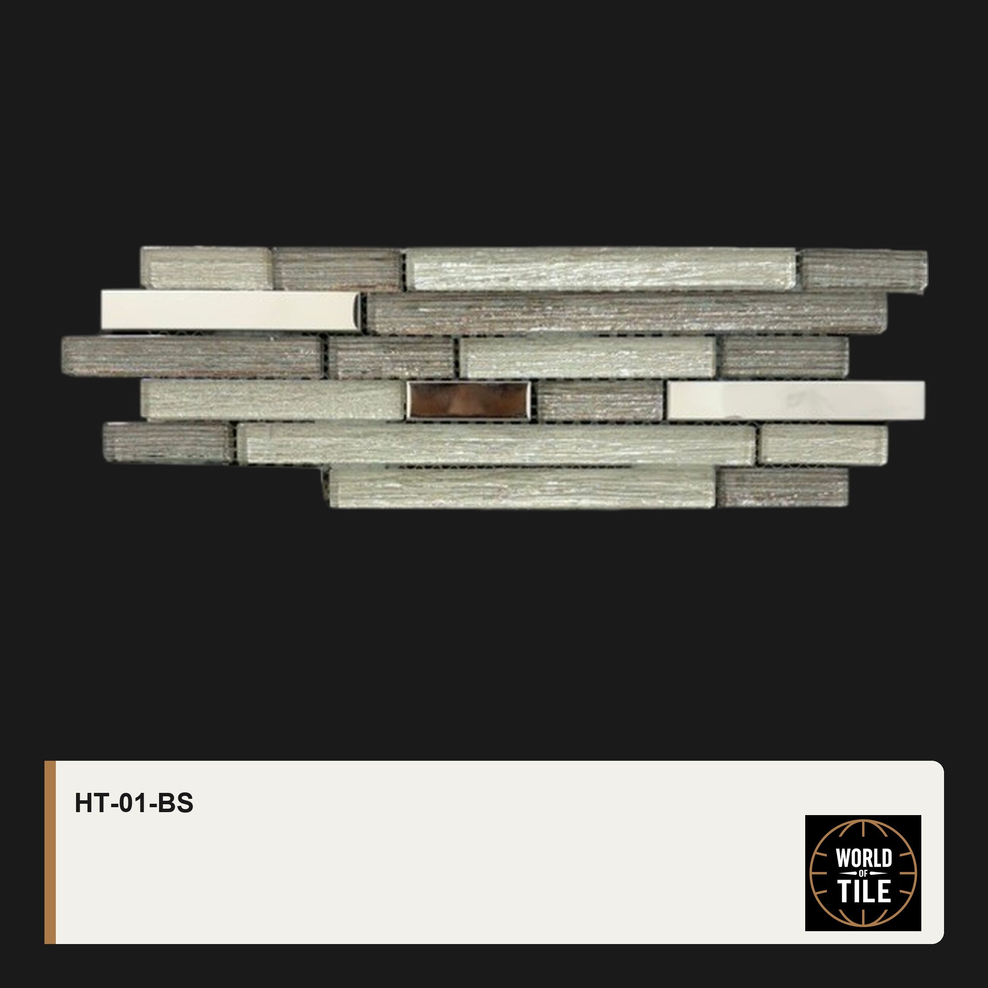 Silver Linear Glass & Metal Mosaic mosaic tile