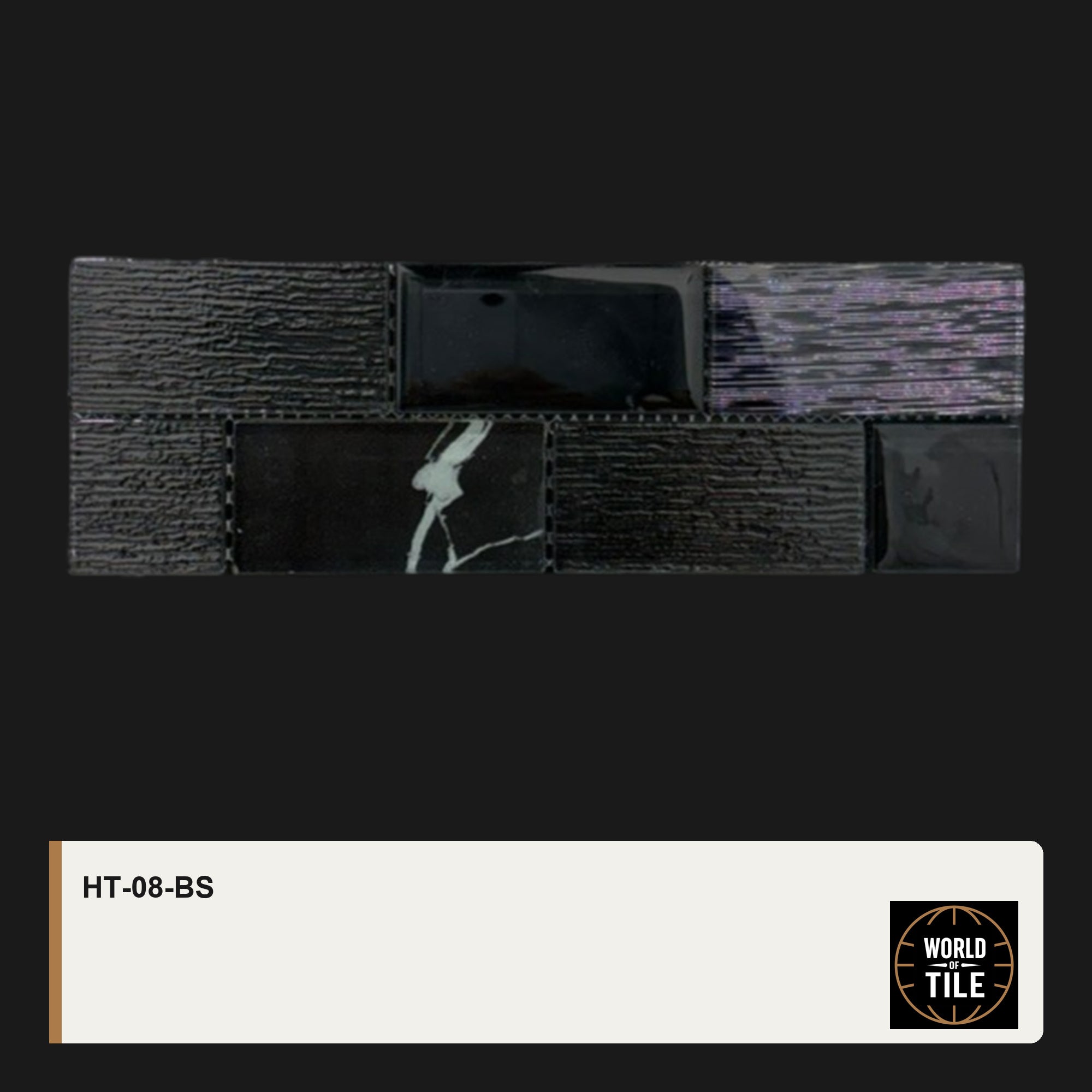 Black Textured Glass Linear Mosaic mosaic tile