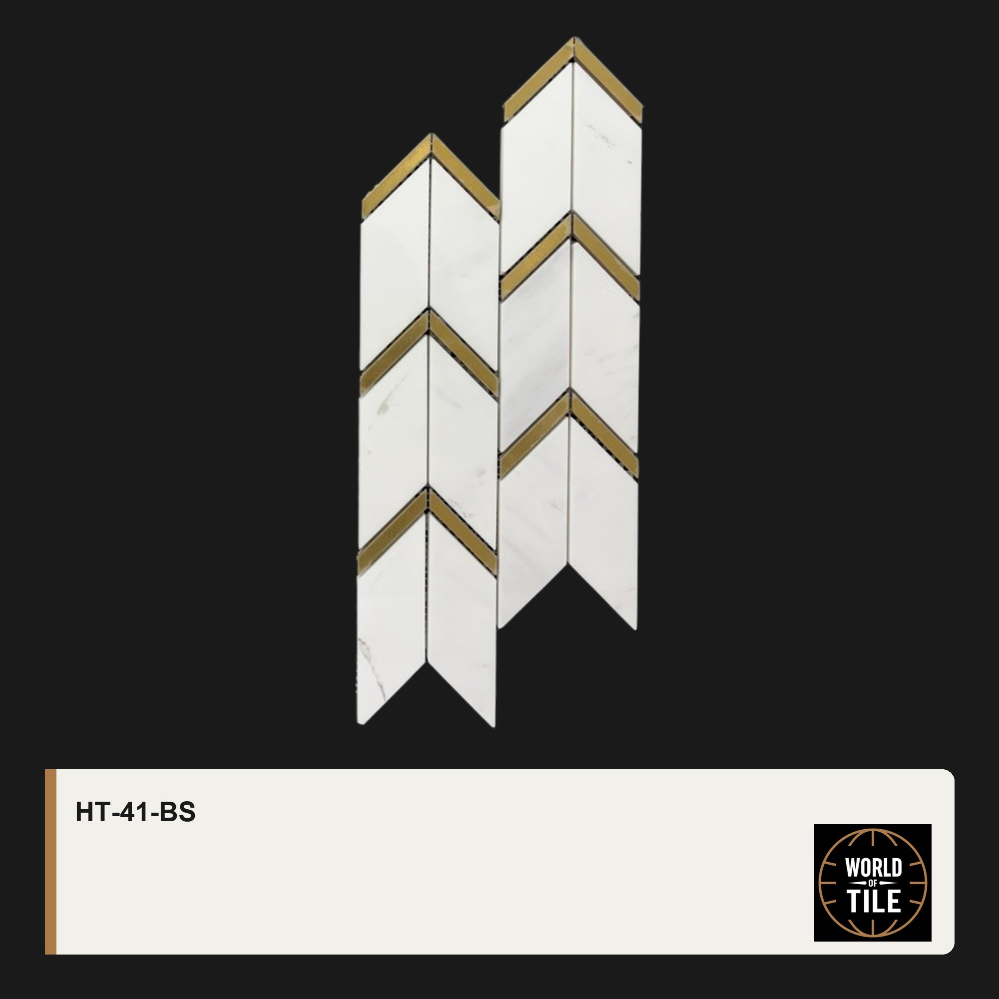 Marble Chevron Mosaic with Gold Inlay mosaic tile