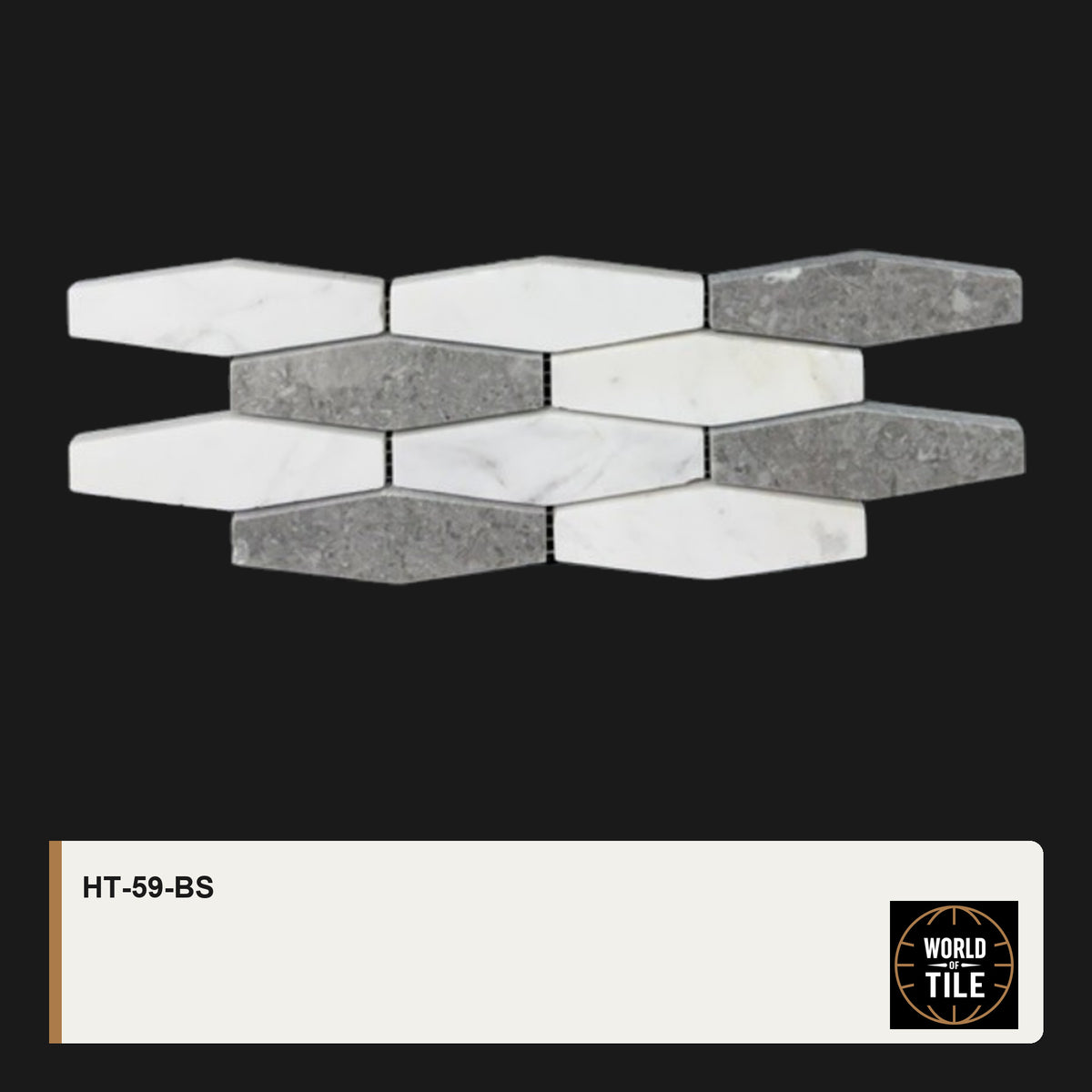 White & Grey Marble Elongated Hexagon Mosaic mosaic tile
