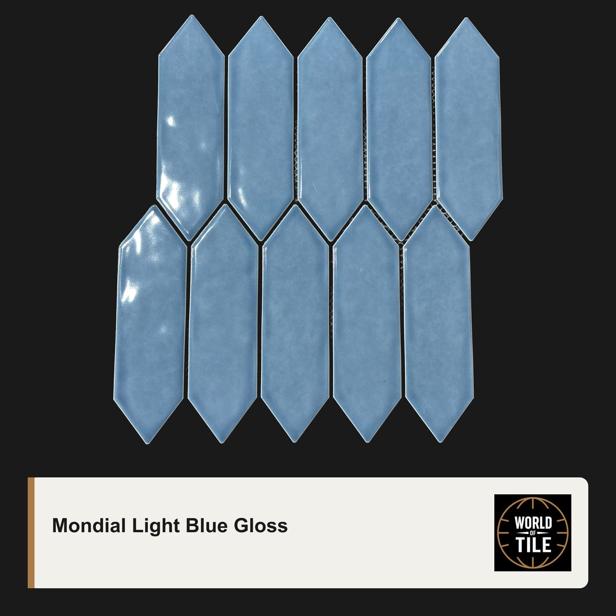 Mondial Light Blue Picket Mosaic - Gloss