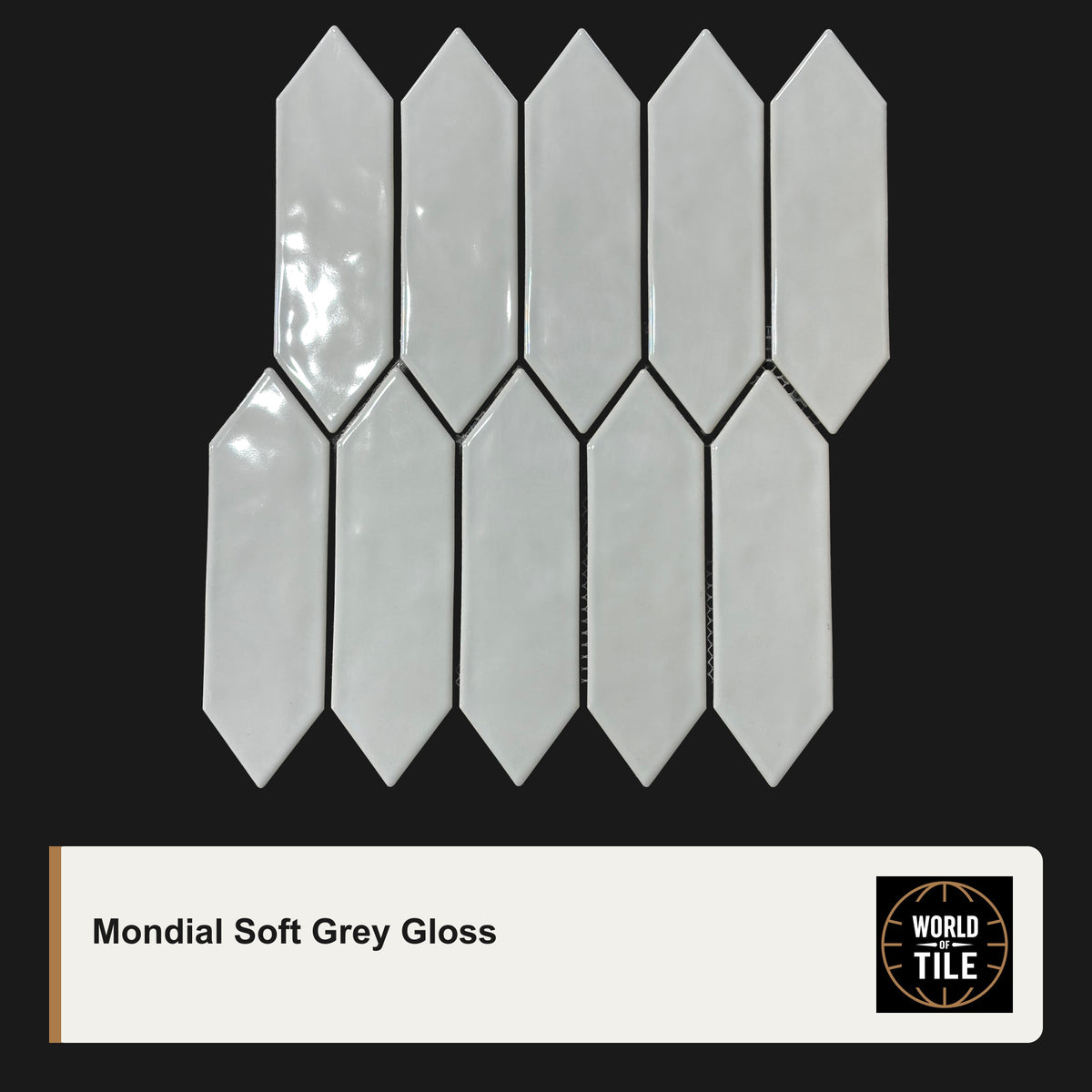 Mondial Soft Grey Picket Mosaic - Gloss