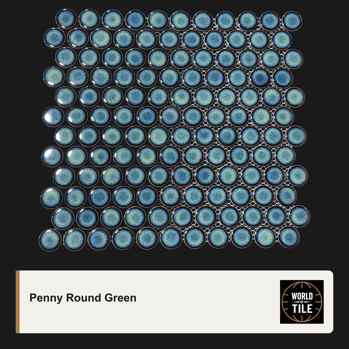 Penny Round Green 1" Mosaic - Gloss