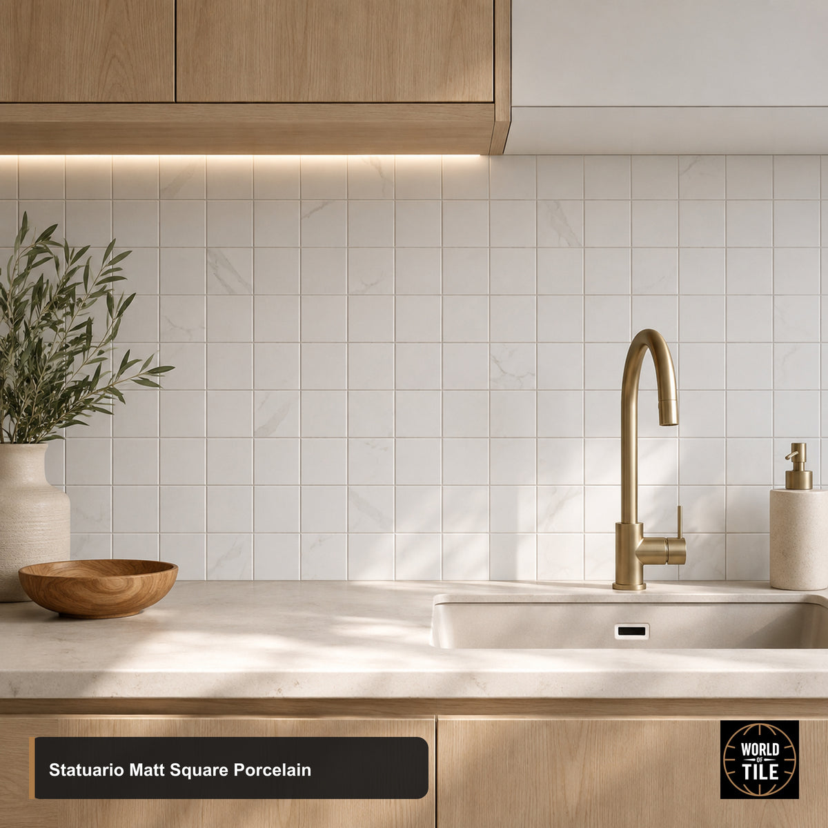 Statuario Square 2"x2" Porcelain Mosaic - Matte