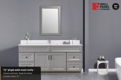 72" Single Solid Wood Vanity with Top