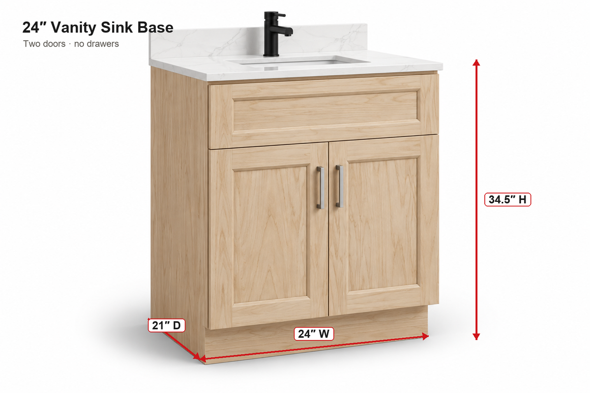 24" Two-Door Solid Wood Vanity with Top
