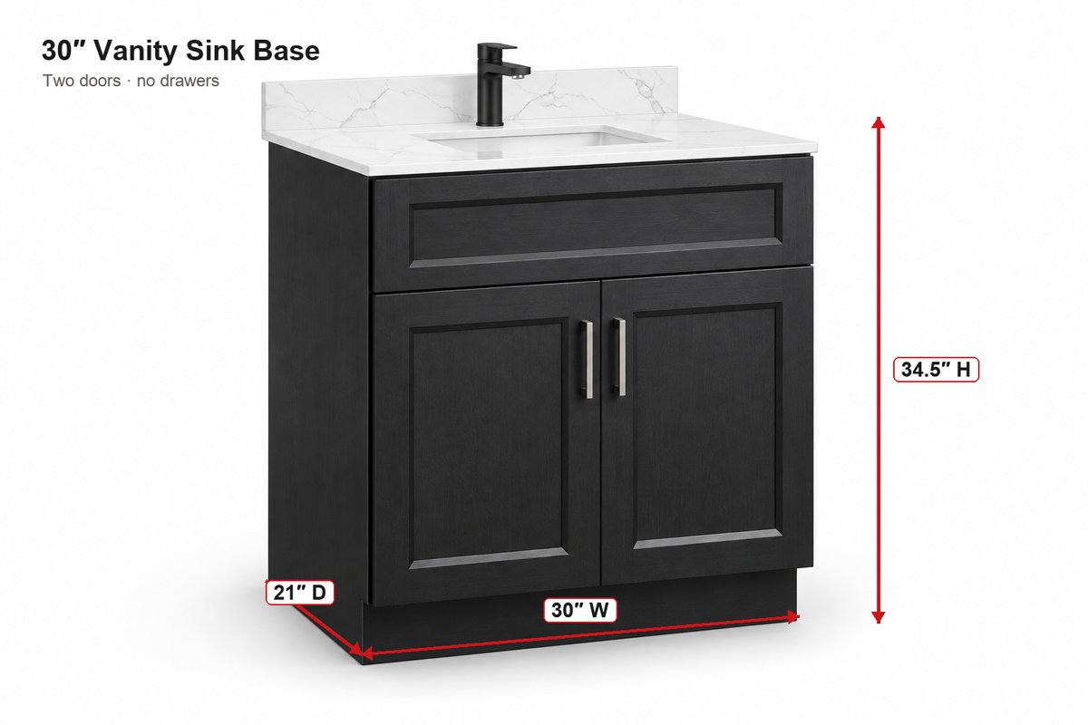 30" Two-Door Solid Wood Vanity with Top