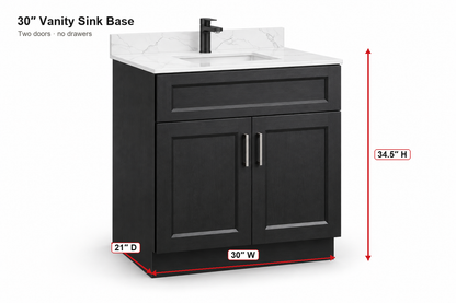 30" Two-Door Solid Wood Vanity with Top