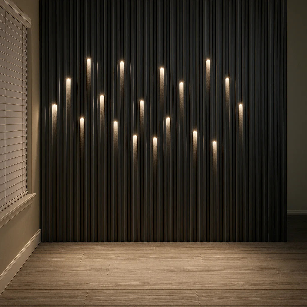 WPC FLUTED WALL SPOT LIGHT 3000K BLACK HEAD