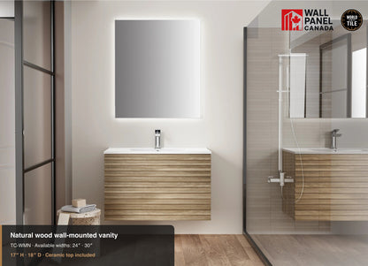 24" Natural Wood Wall-Mounted Vanity
