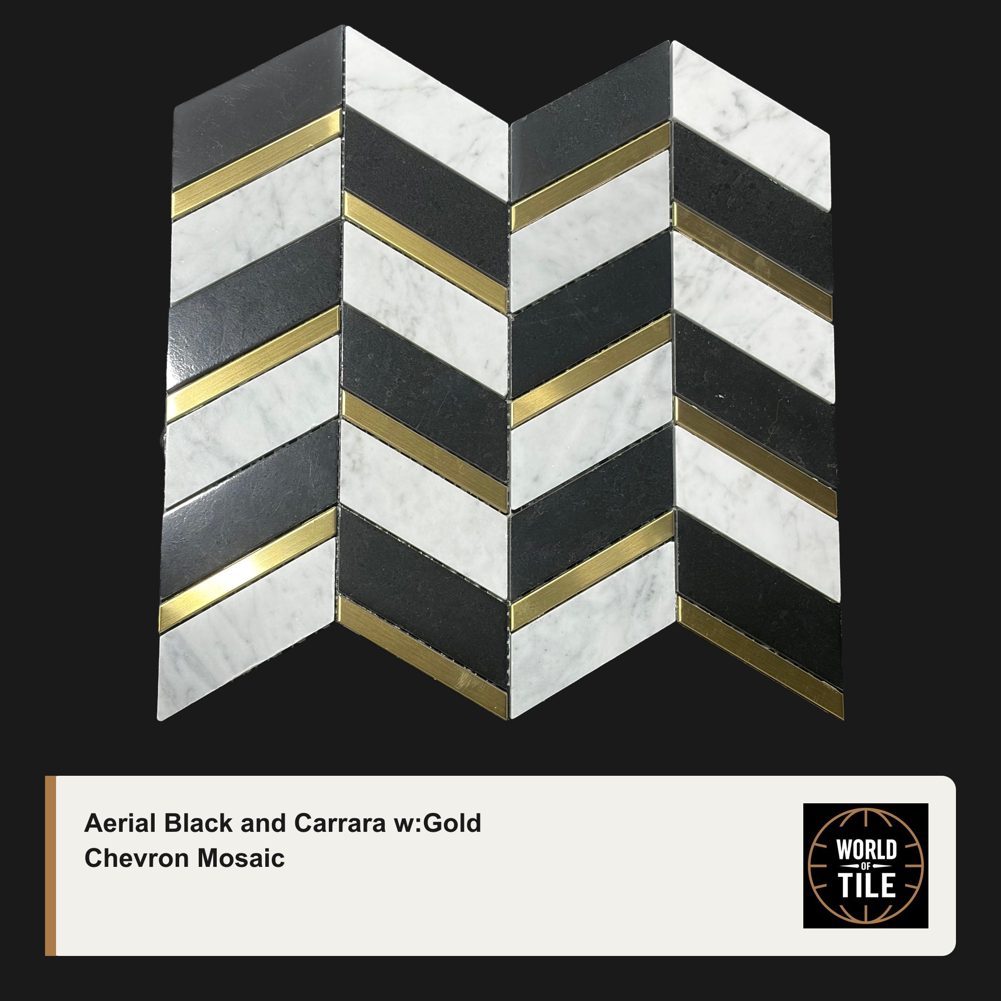 Aerial Black & Carrara w/Gold Chevron Mosaic