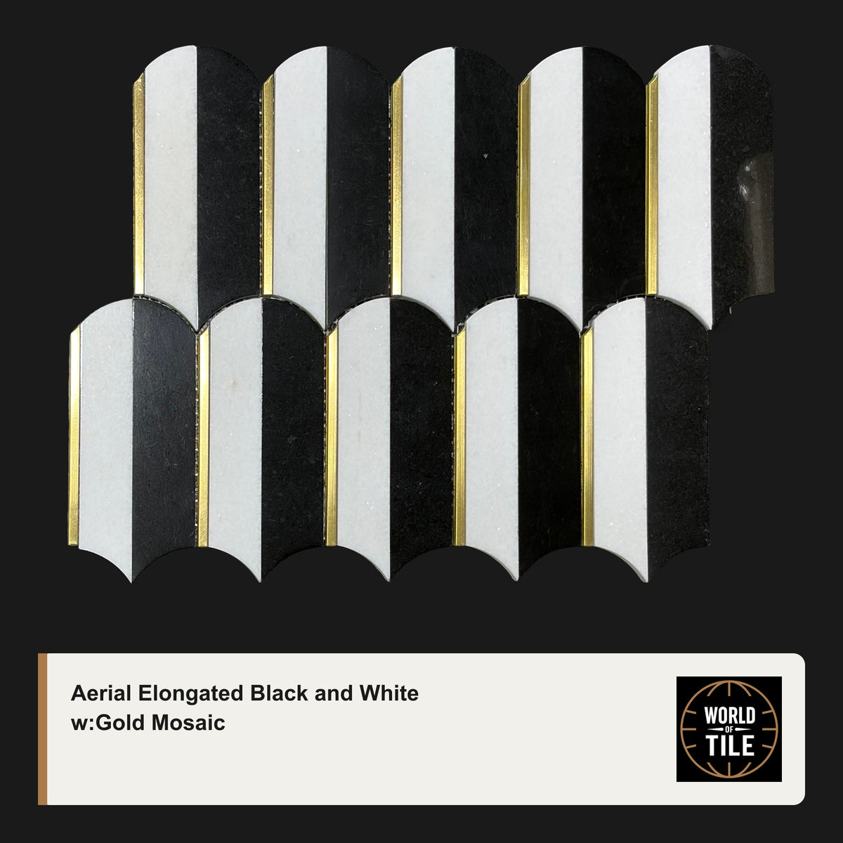 Aerial Elongated Black & White w/Gold Mosaic