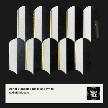 Aerial Elongated Black & White w/Gold Mosaic