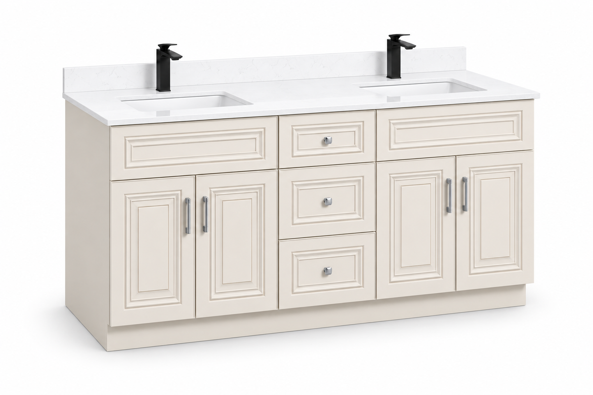 60" Double-Sink Solid Wood Vanity with Top