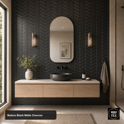 Baleno Black Chevron Mosaic - Matte