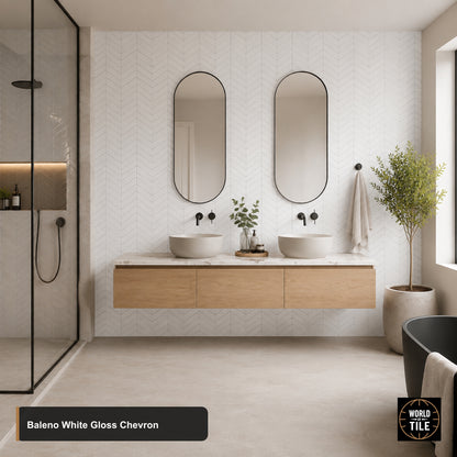 Baleno White Chevron Mosaic - Gloss