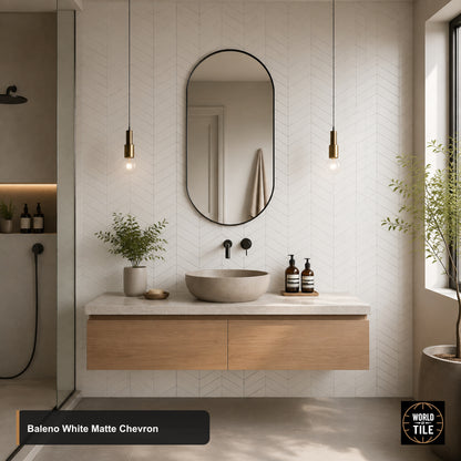 Baleno White Chevron Mosaic - Matte