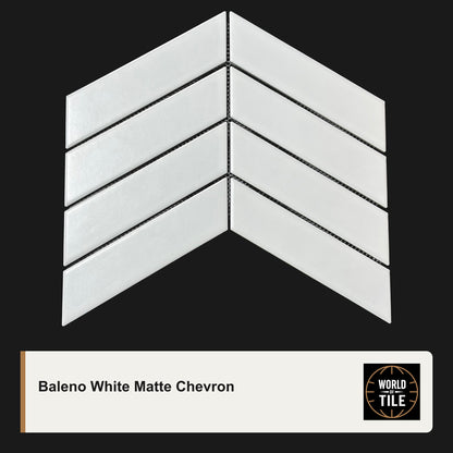 Baleno White Chevron Mosaic - Matte