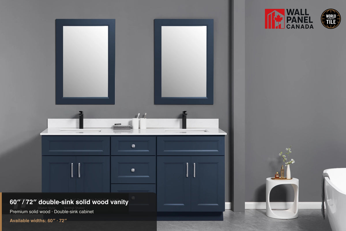 60" Double-Sink Solid Wood Vanity with Top
