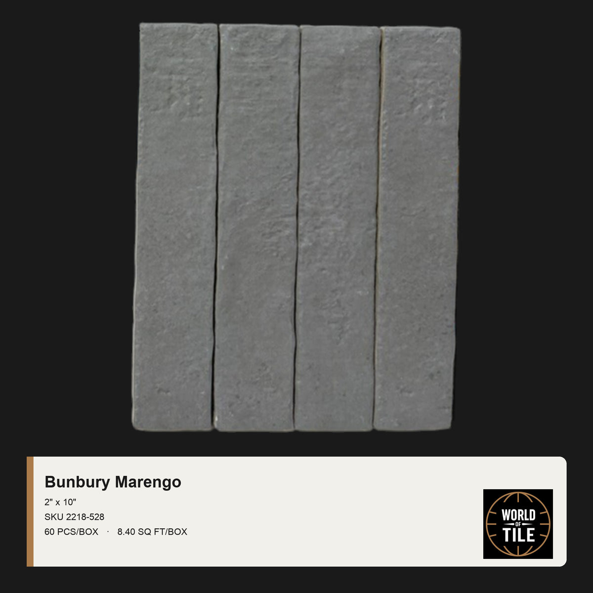 Bunbury Marengo 2" x 10" ceramic subway tile
