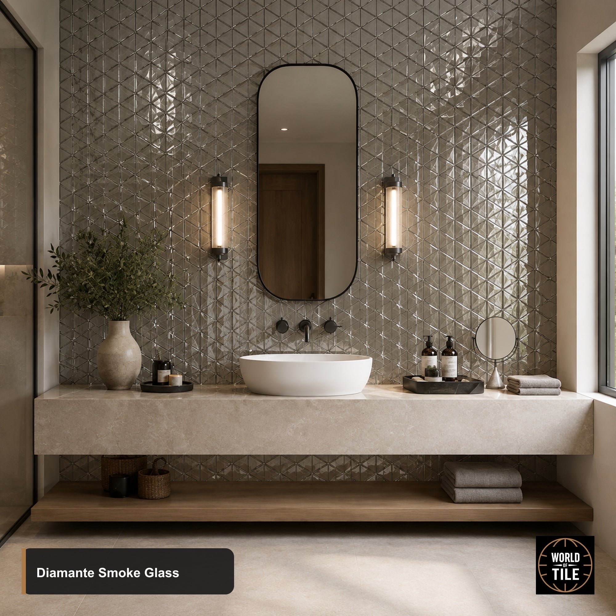 Diamante Smoke Glass Mosaic