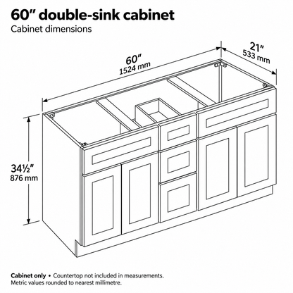60" Double-Sink Solid Wood Vanity with Top