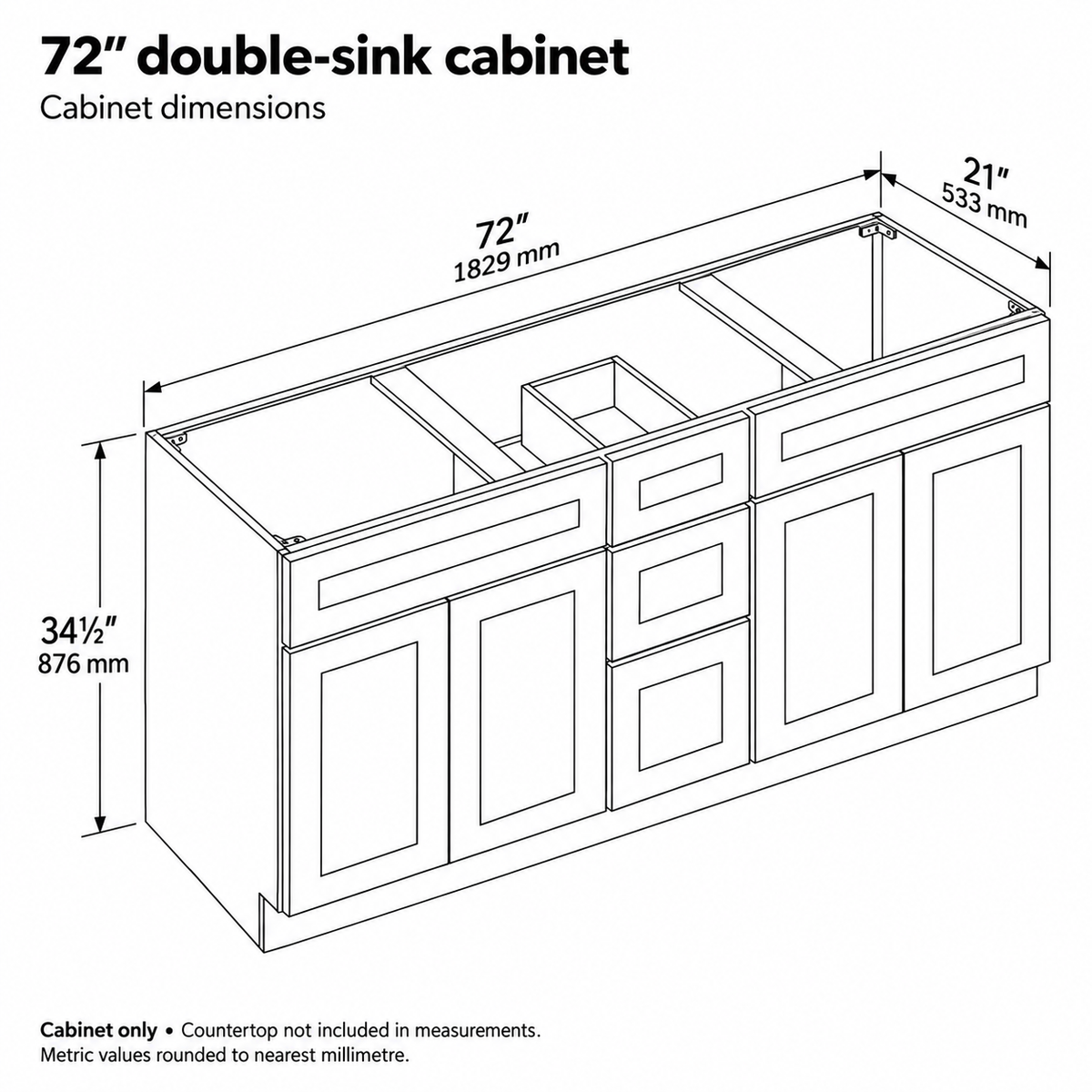 72" Double-Sink Solid Wood Vanity with Top