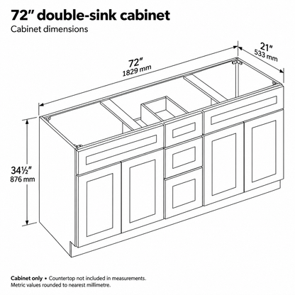 72" Double-Sink Solid Wood Vanity with Top