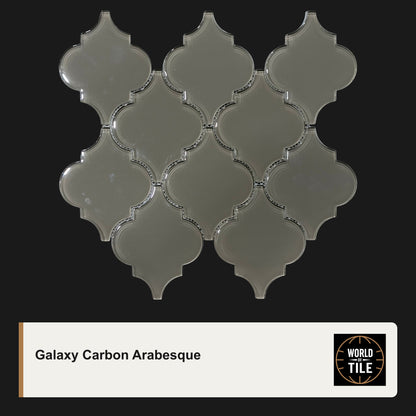 Galaxy Carbon Arabesque 4" Glass Mosaic