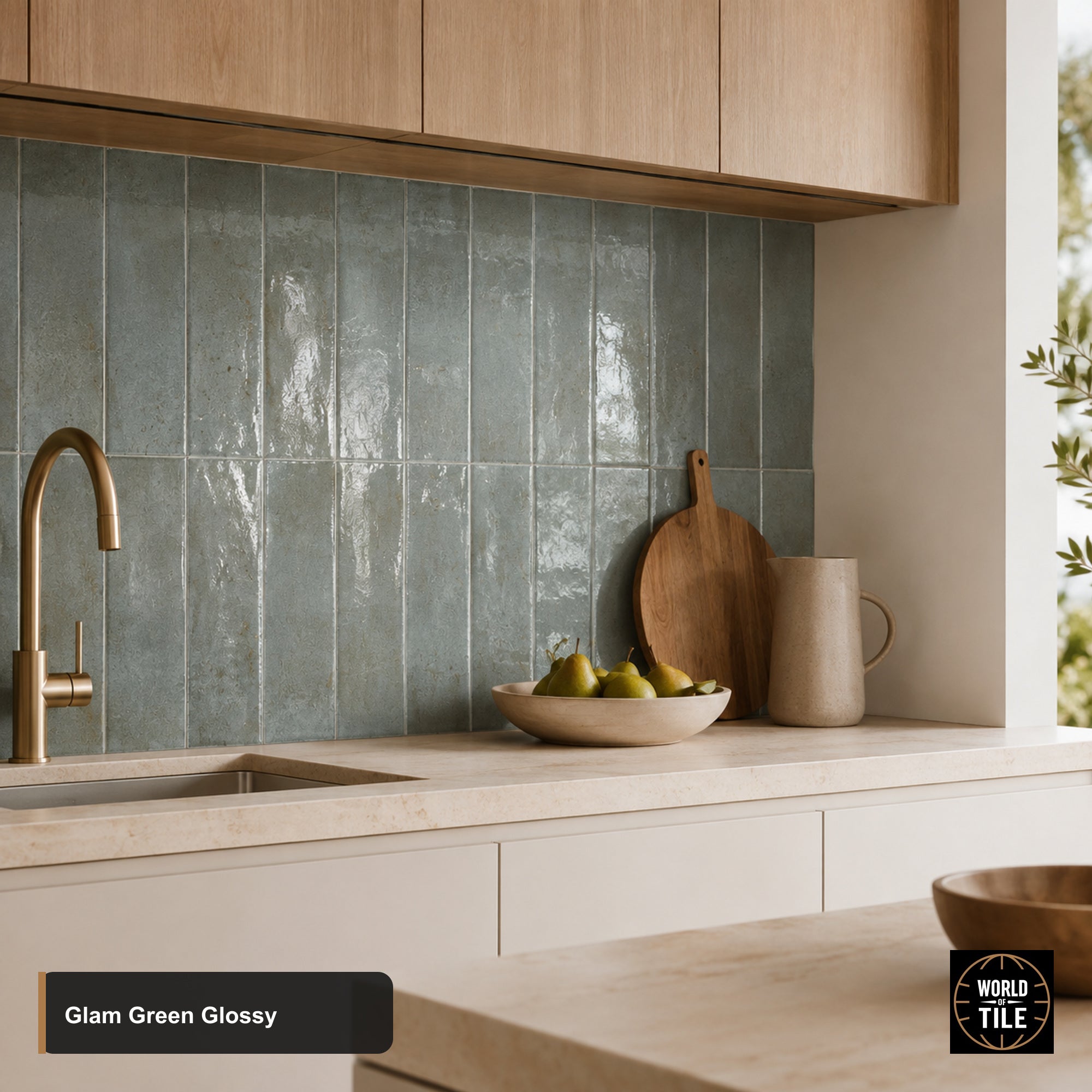Glam Green Subway Tile - Glossy