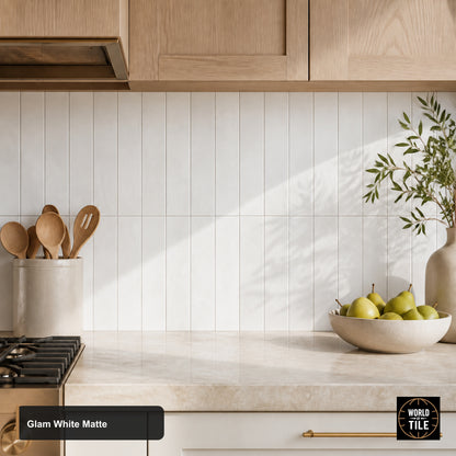 Glam White Subway Tile - Matte