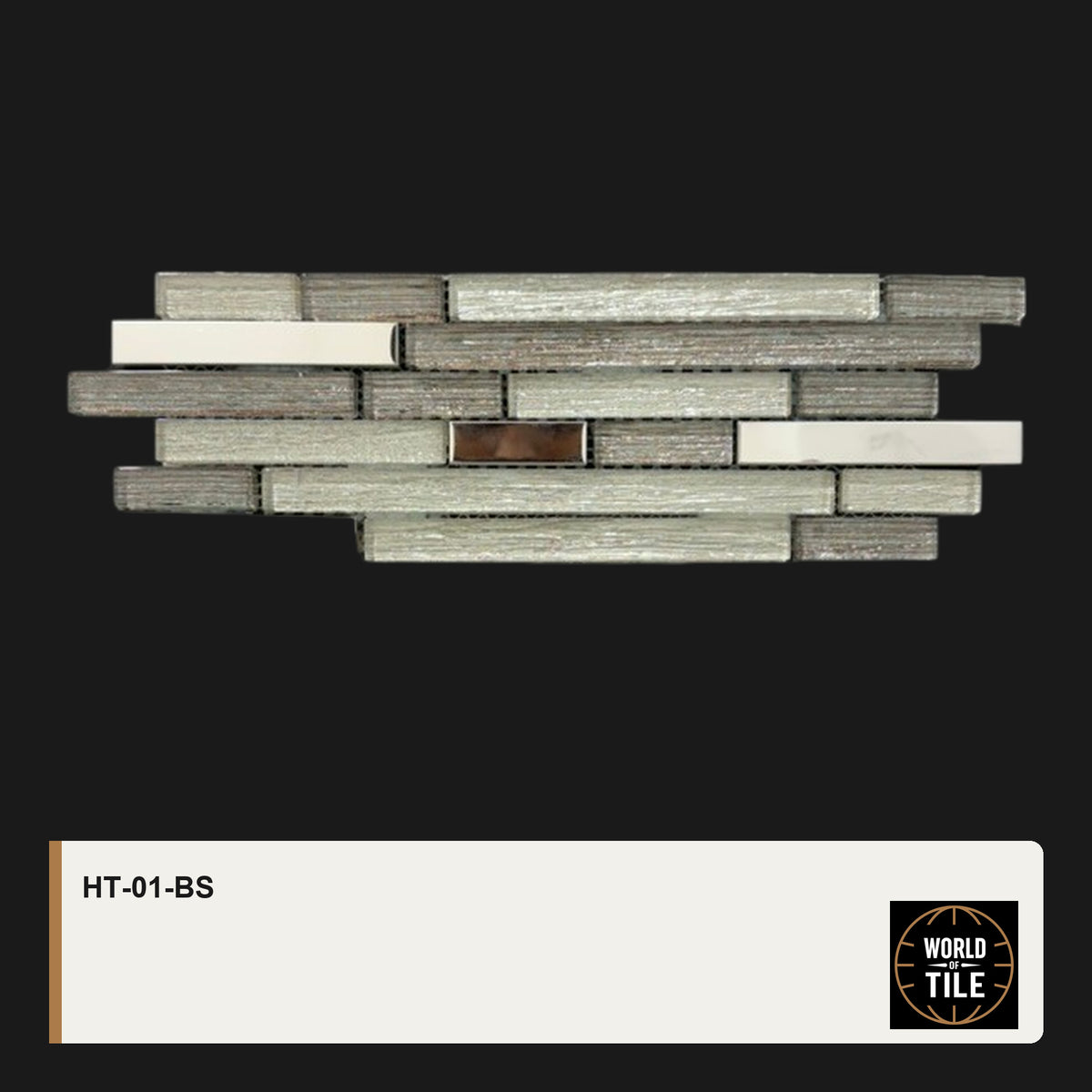 Silver Linear Glass & Metal Mosaic mosaic tile