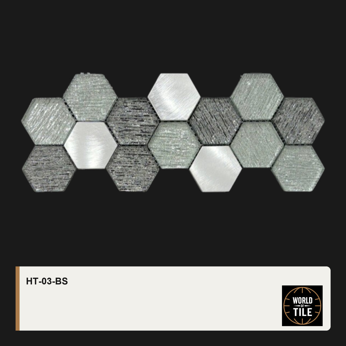 Silver Hexagon Glass & Metal Mosaic mosaic tile