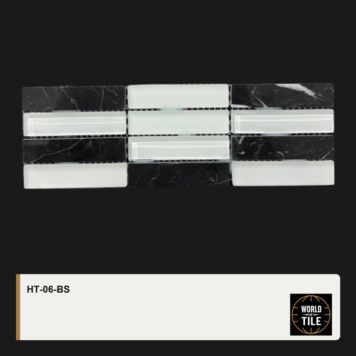 Nero & White Linear Marble Glass Mosaic mosaic tile