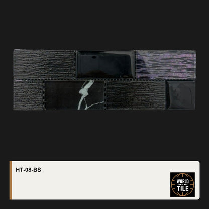 Black Textured Glass Linear Mosaic mosaic tile