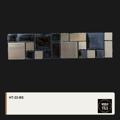 Navy Glass & Metal Block Mosaic mosaic tile