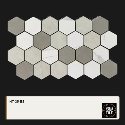 Grey & White Marble Hexagon Mosaic mosaic tile
