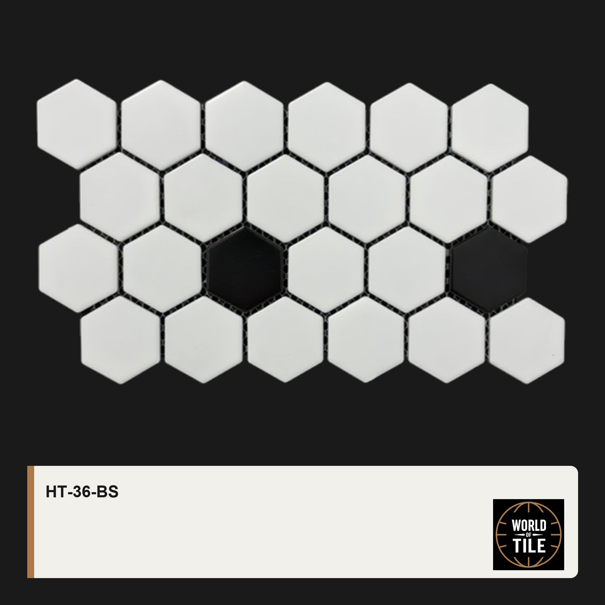 White Hexagon Mosaic with Black Dot mosaic tile