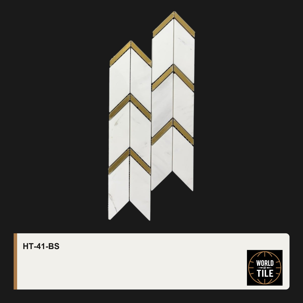 Marble Chevron Mosaic with Gold Inlay mosaic tile