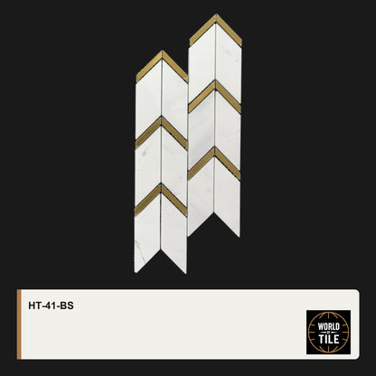 Marble Chevron Mosaic with Gold Inlay mosaic tile
