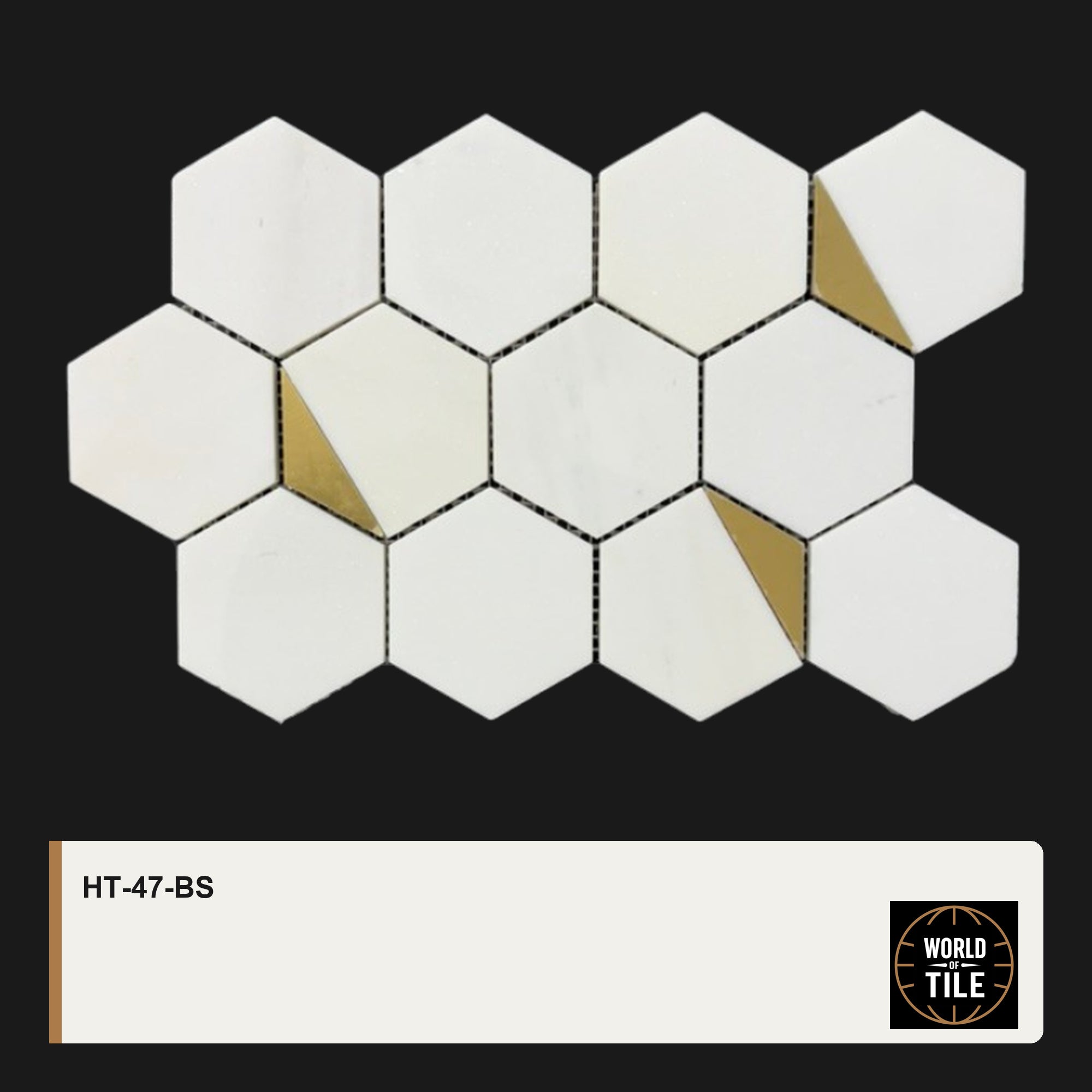 White Marble Hexagon Mosaic with Gold Accent mosaic tile