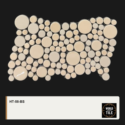 Cream Bubble Round Mosaic mosaic tile